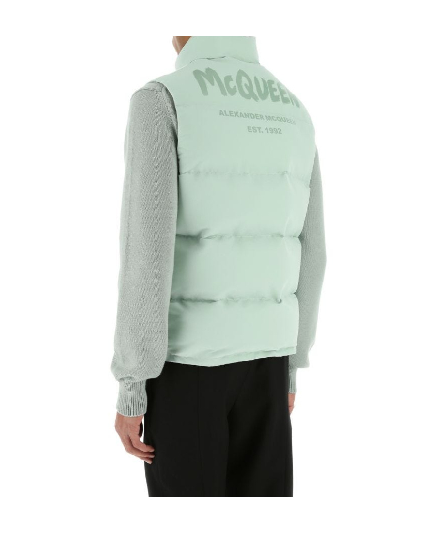 Alexander Mcqueen Structured Sleeveless Jacket With Front Flap Pockets In Green