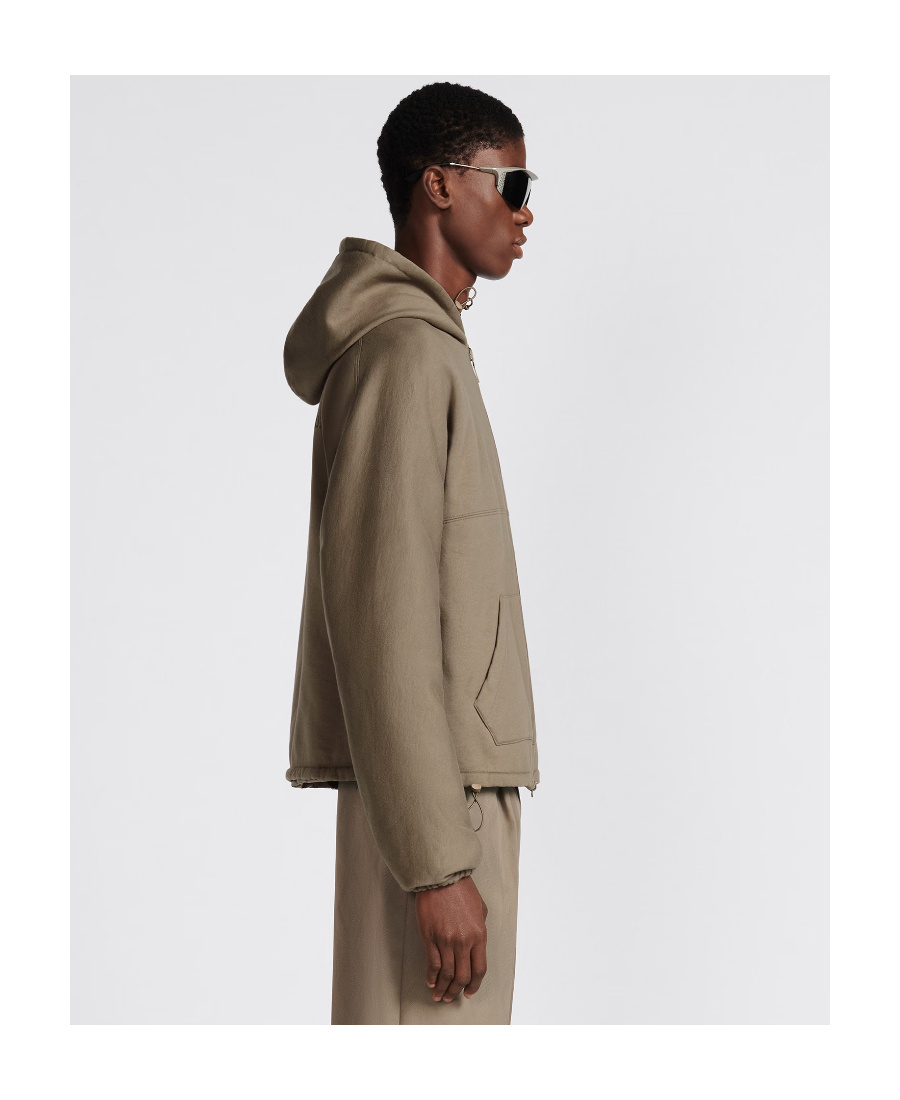 Dior Logo Embroidered Zip-up Jacket In Nude