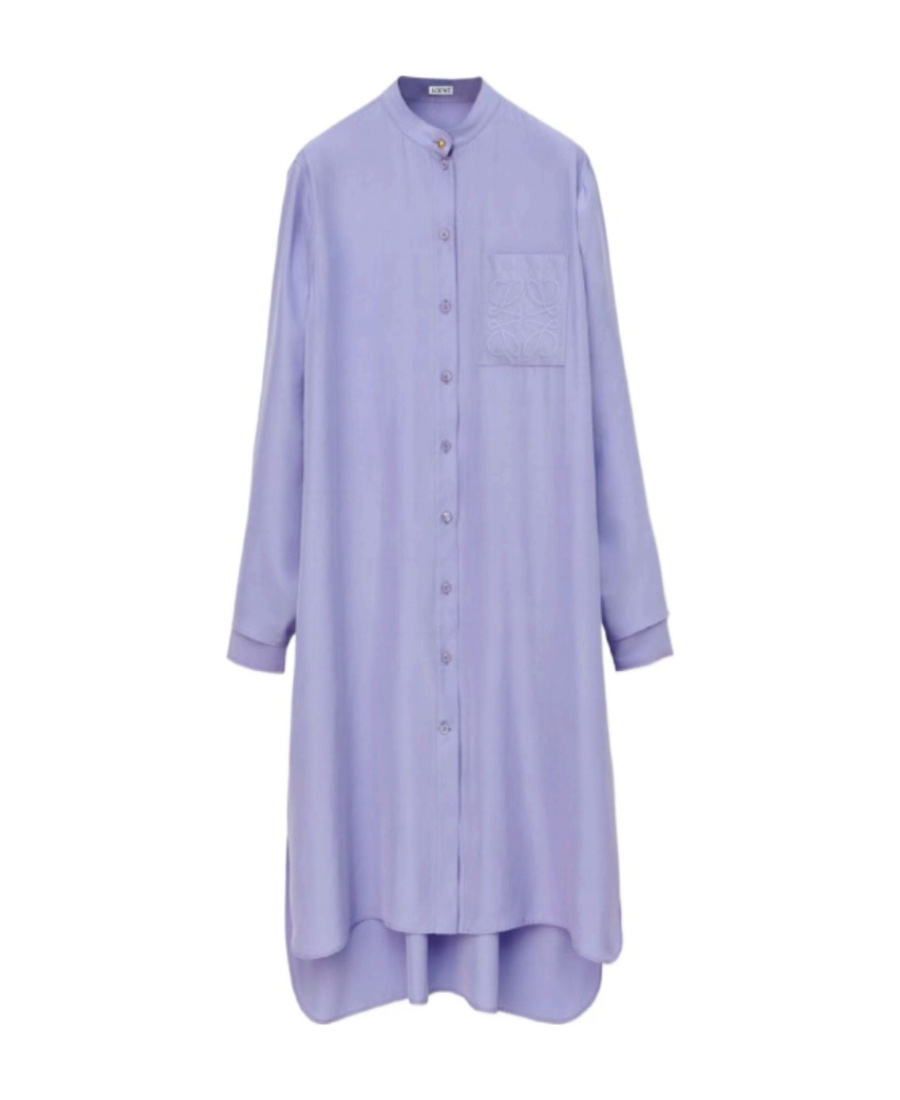 Loewe Anagram Tunic Dress In Silk Toile In Purple