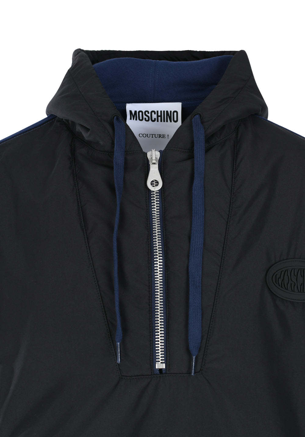 Moschino Colour-block Hooded Jacket In Black