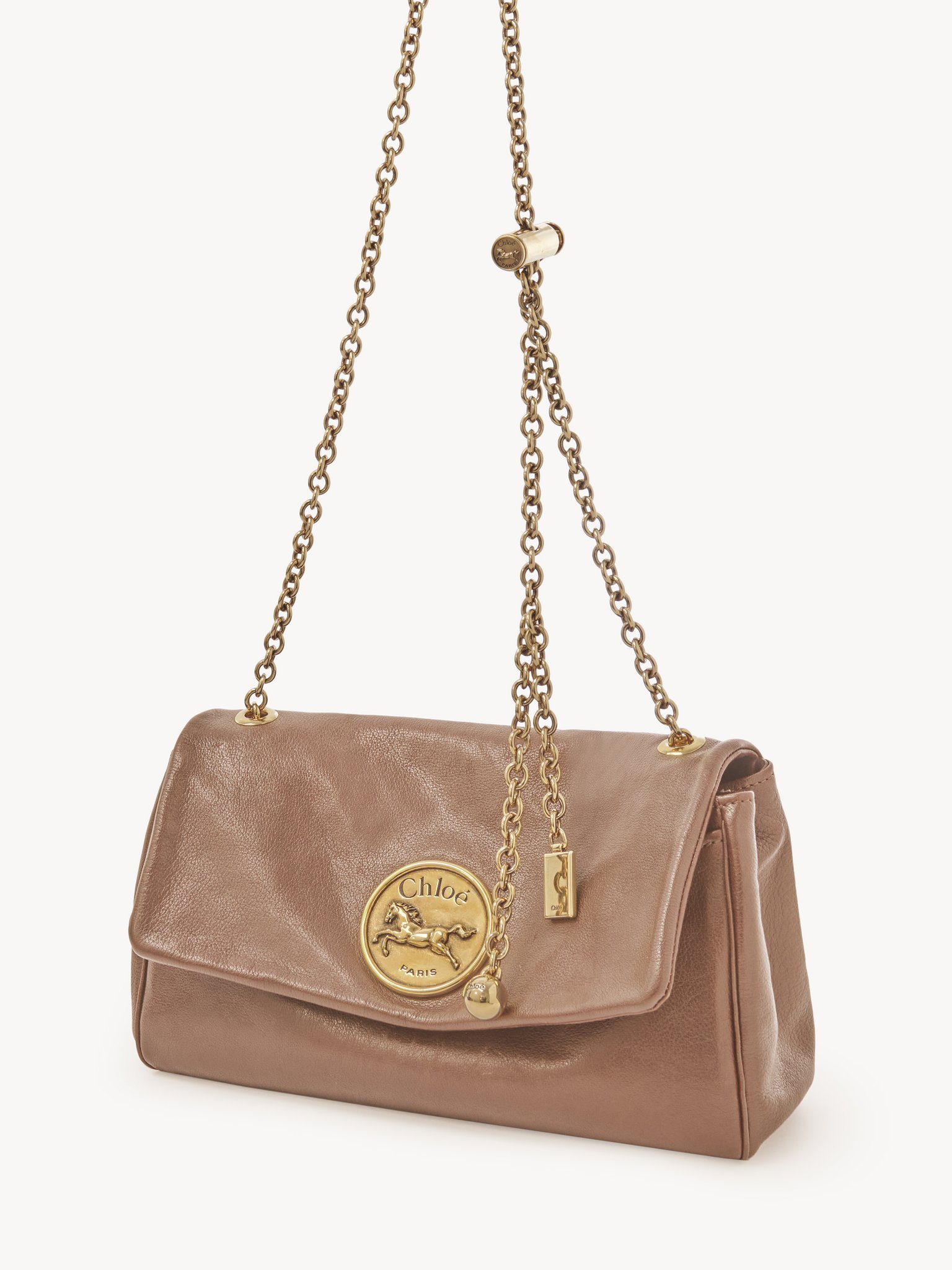 Chloé Heritage Shoulder Bag In Grained Leather In Brown