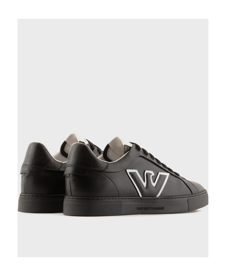 Emporio Armani Logo Round Head Low Upper Board Shoes In Black