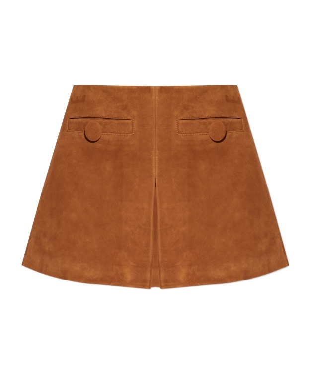 Marc Jacobs Suede Box Pleat Mini Skirt Copper In Brown
