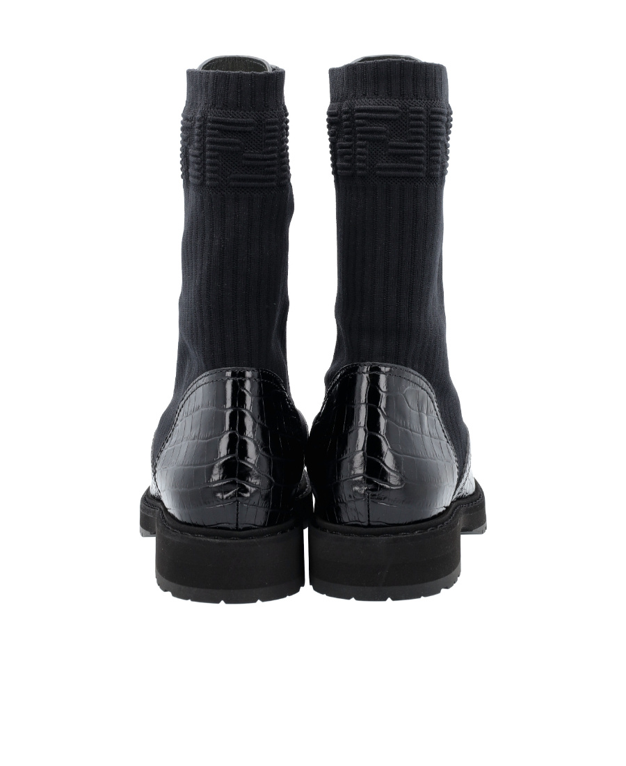 Fendi Multi-panel Lace-up Boots In Black