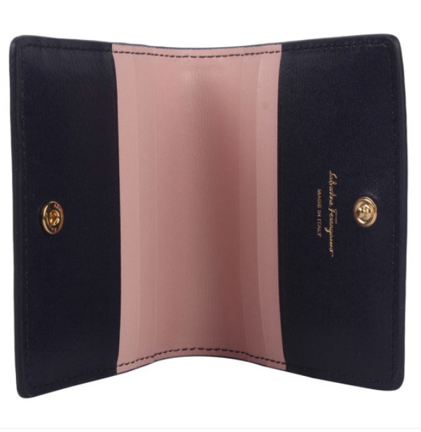 Ferragamo Small Gancini Leather Wallet In Black