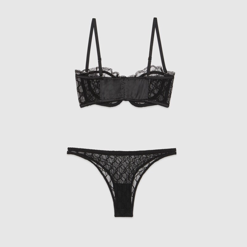 GUCCI GUCCI GG SUPREME EMBROIDERED LINGERIE SET