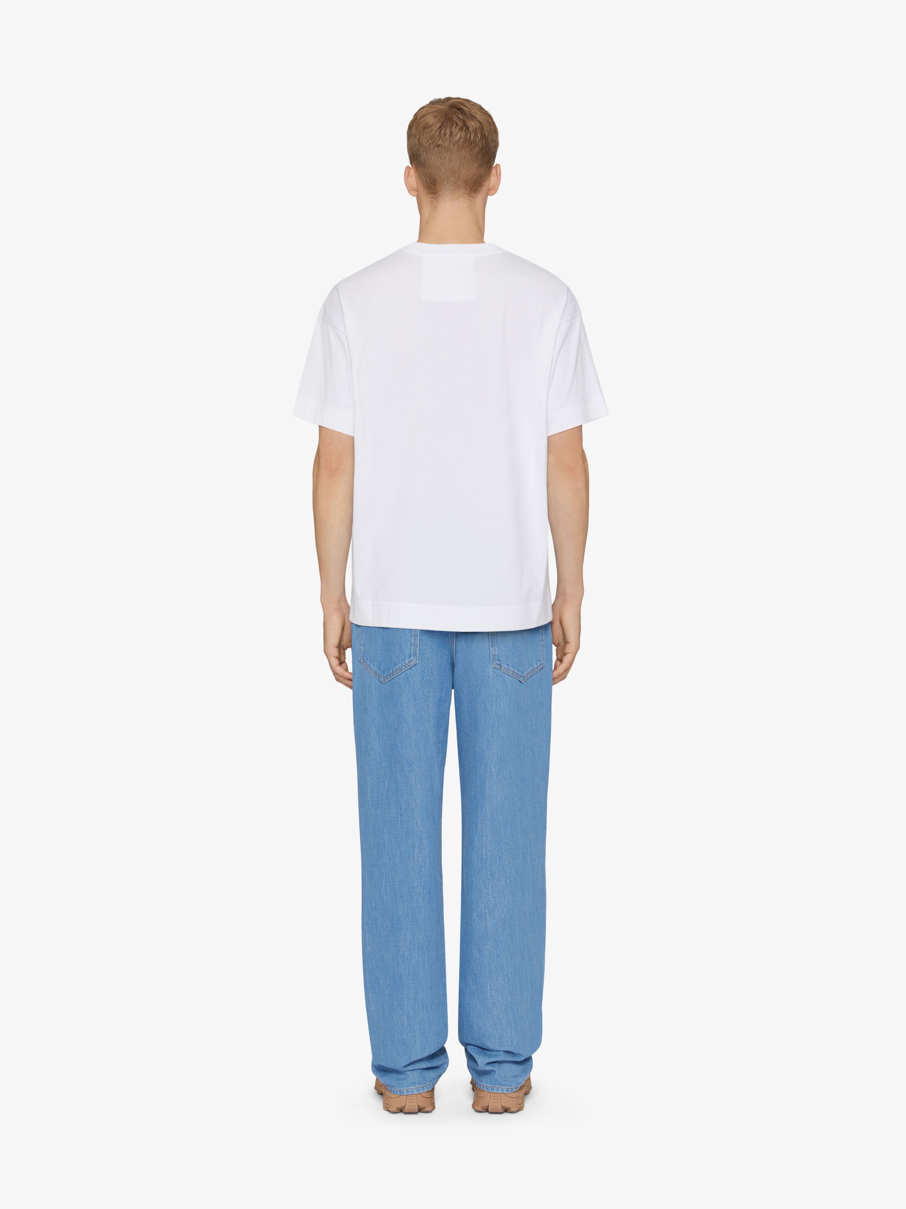 Givenchy T-shirt In Mercerized Cotton With 4g Detail In White