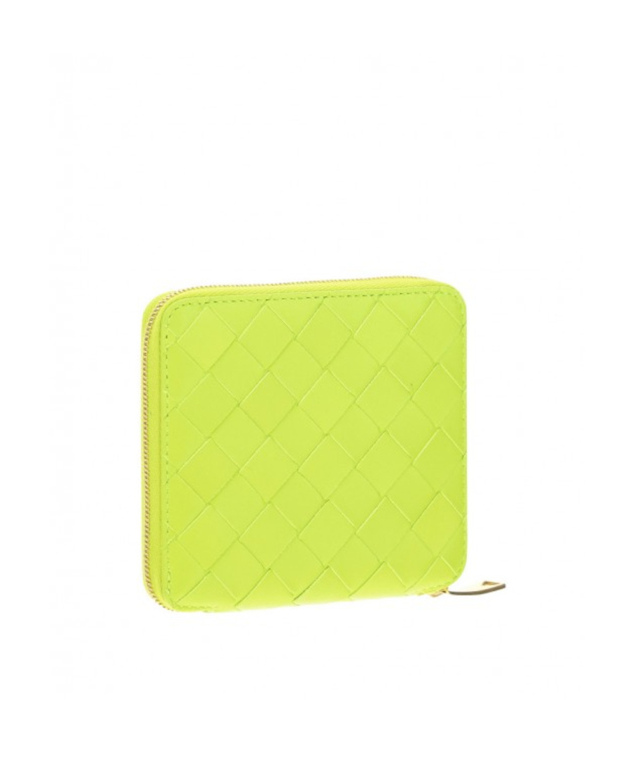 Bottega Veneta Logo Zipper Wallet In Yellow
