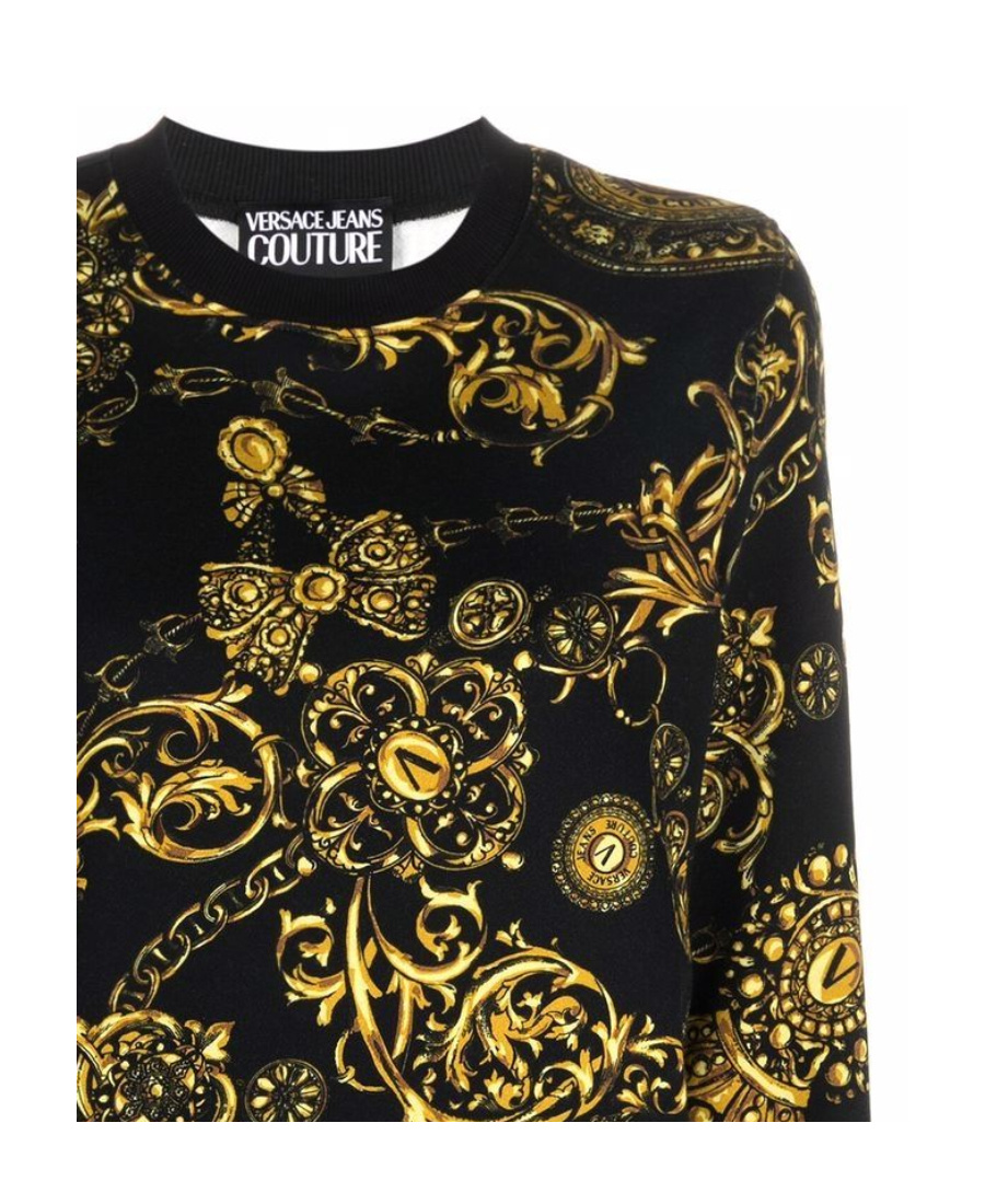 Versace Baroque-pattern Long-sleeve Sweatshirt In Black