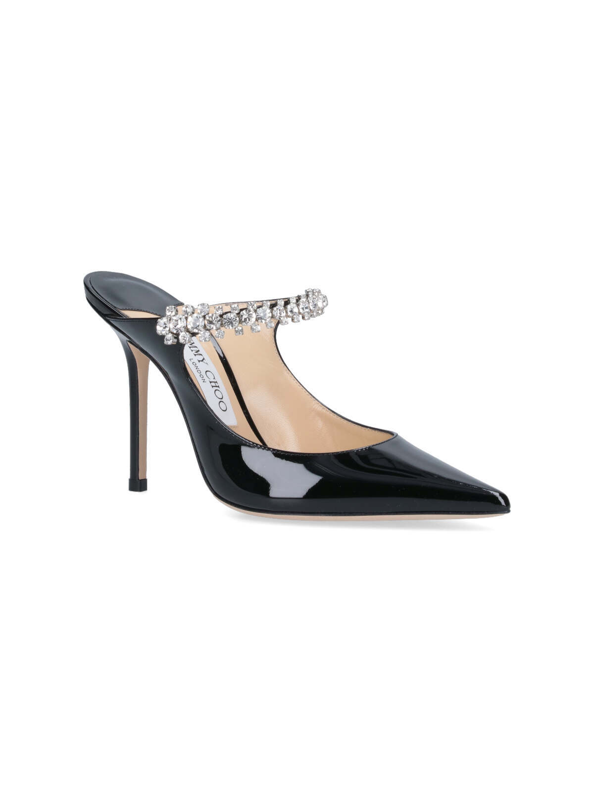 Jimmy Choo Crystal Strap Embellished Mules With 10cm Heel In Black