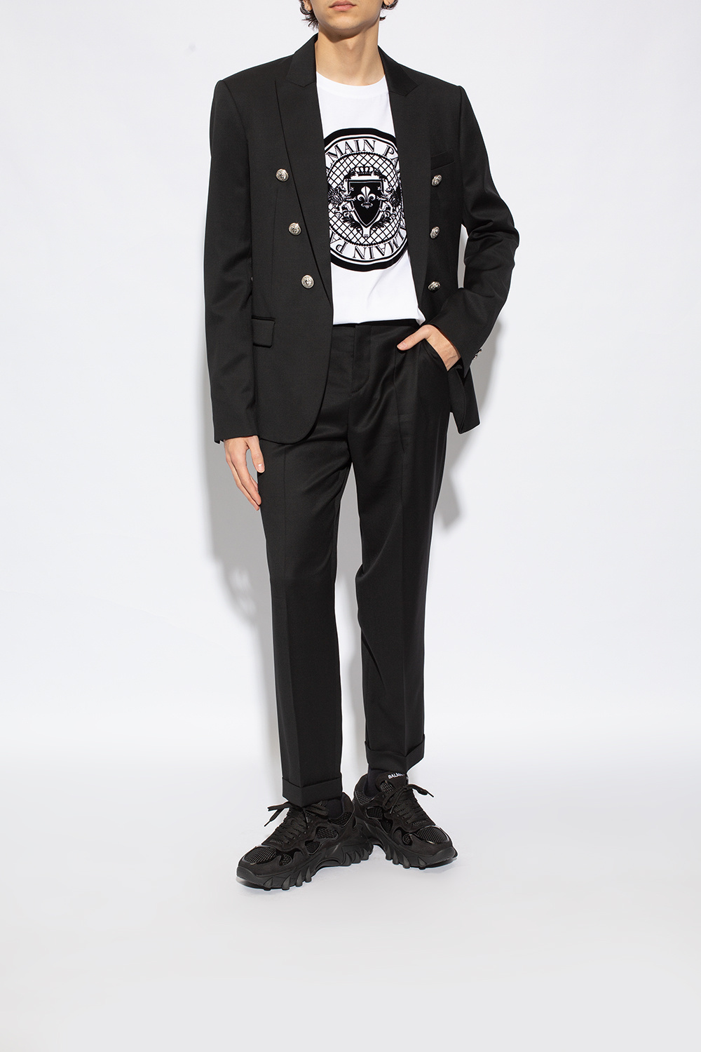 Shop Balmain B-east Trainers In Leather, Suede And Mesh In Black