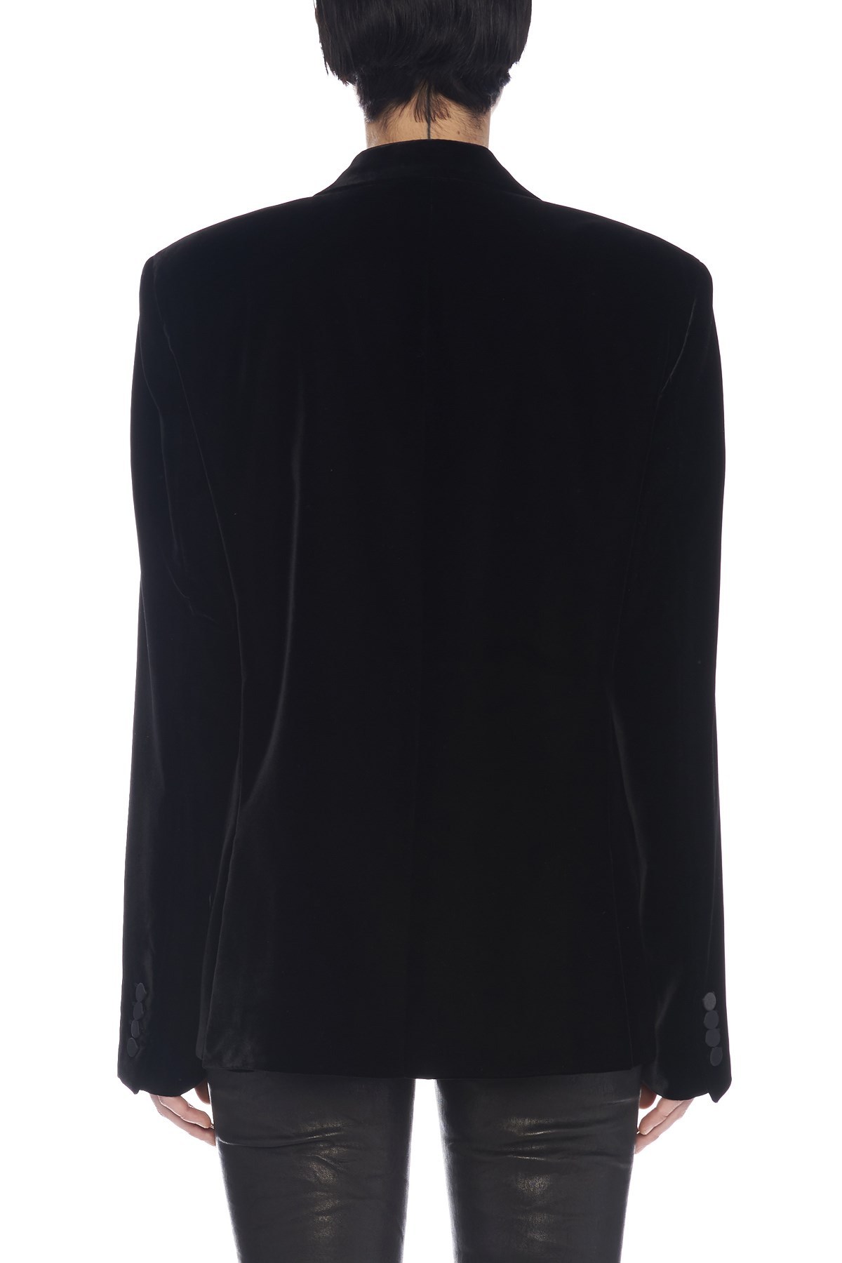 Saint Laurent Velvet-effect Single-breasted Blazer In Black