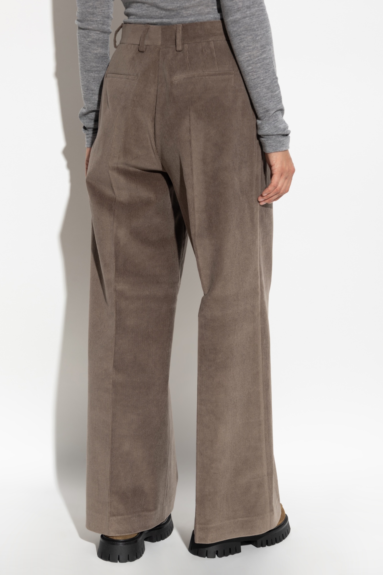 Officine Generale Corduroy Wide-leg Trousers In Brown