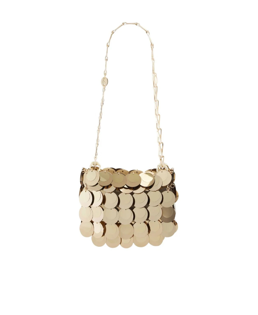 Rabanne Mini Sparkle Layered Bag In Nude