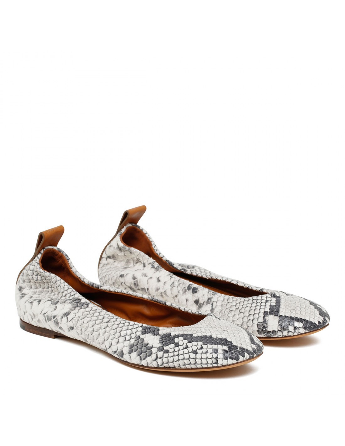 Lanvin Embossed Ballet Flats In White