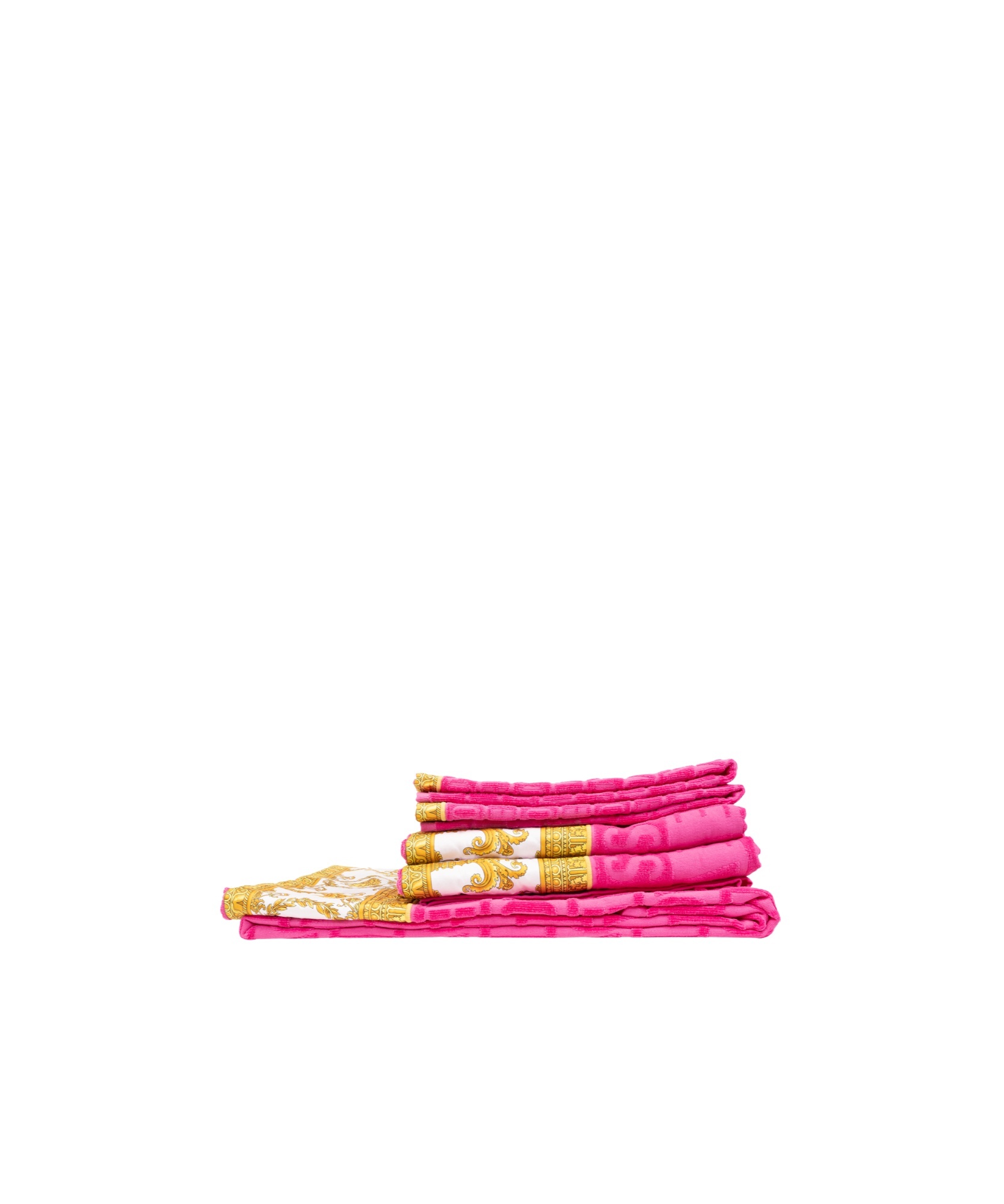 Versace Home Logo Towel Five-piece Set In Pink