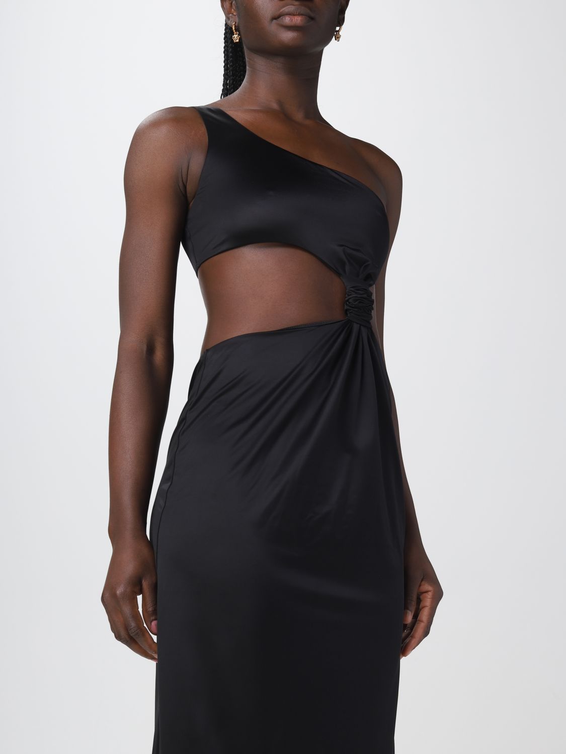 Versace Belize Cut-out Midi Dress In Black