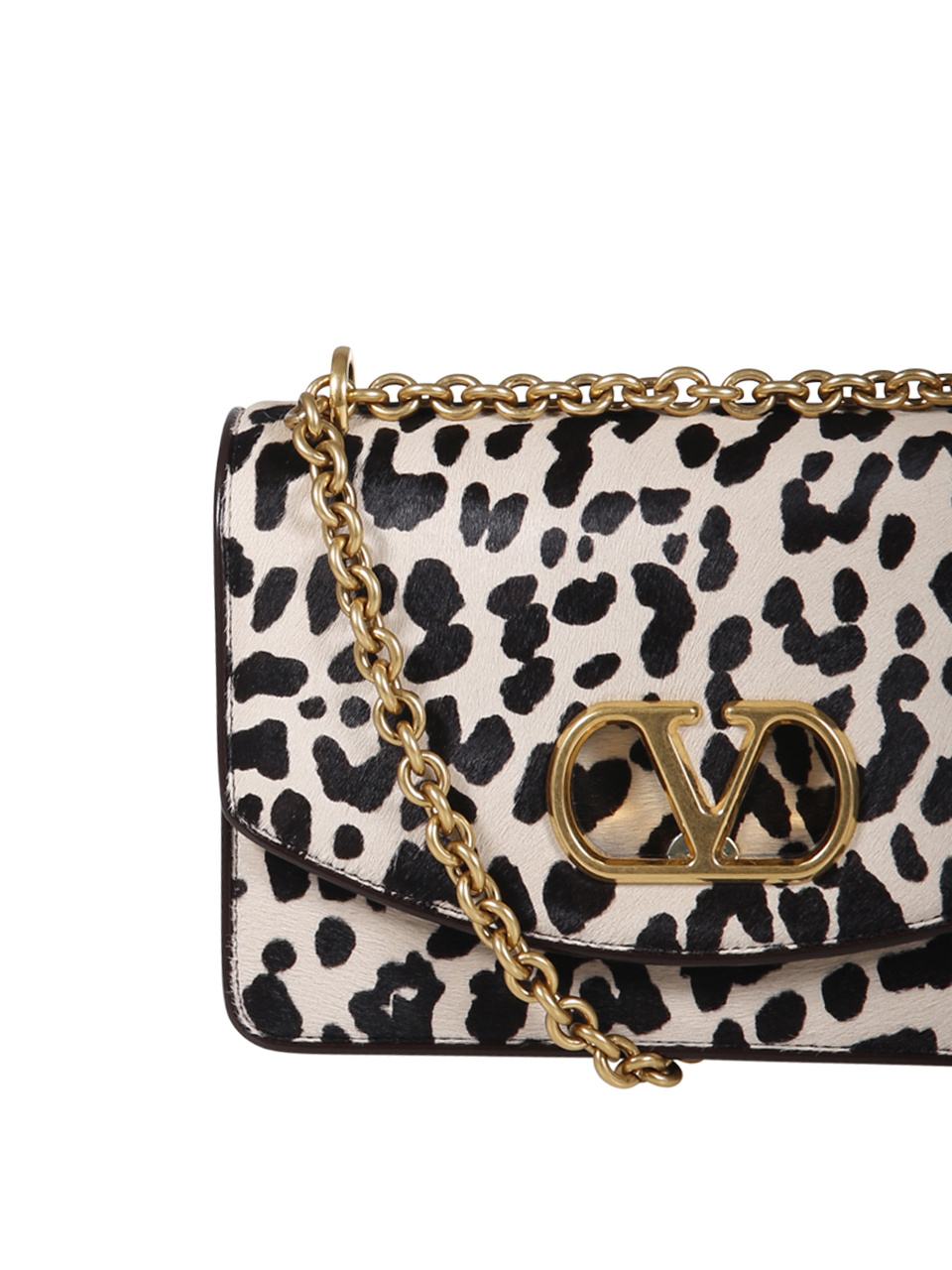 Valentino Vain Leopard-print Calf Hair Shoulder Bag In Black