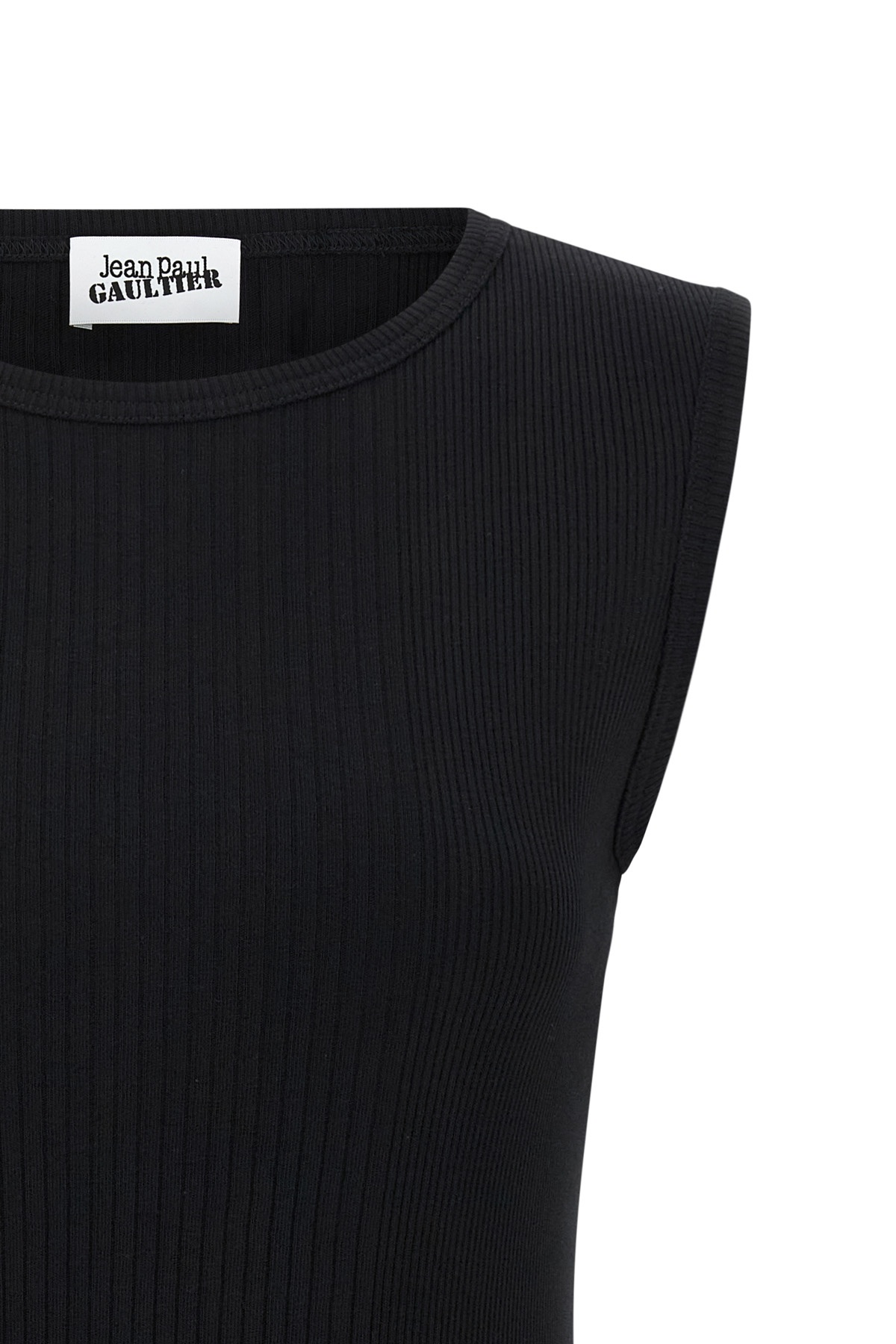 Jean Paul Gaultier Women Ribbed Tank Top With Lingerie Garter In Black