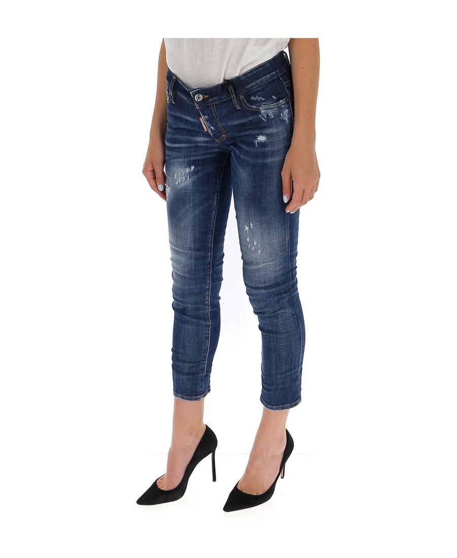 Dsquared2 Distressed Low-rise Jeans In Blue