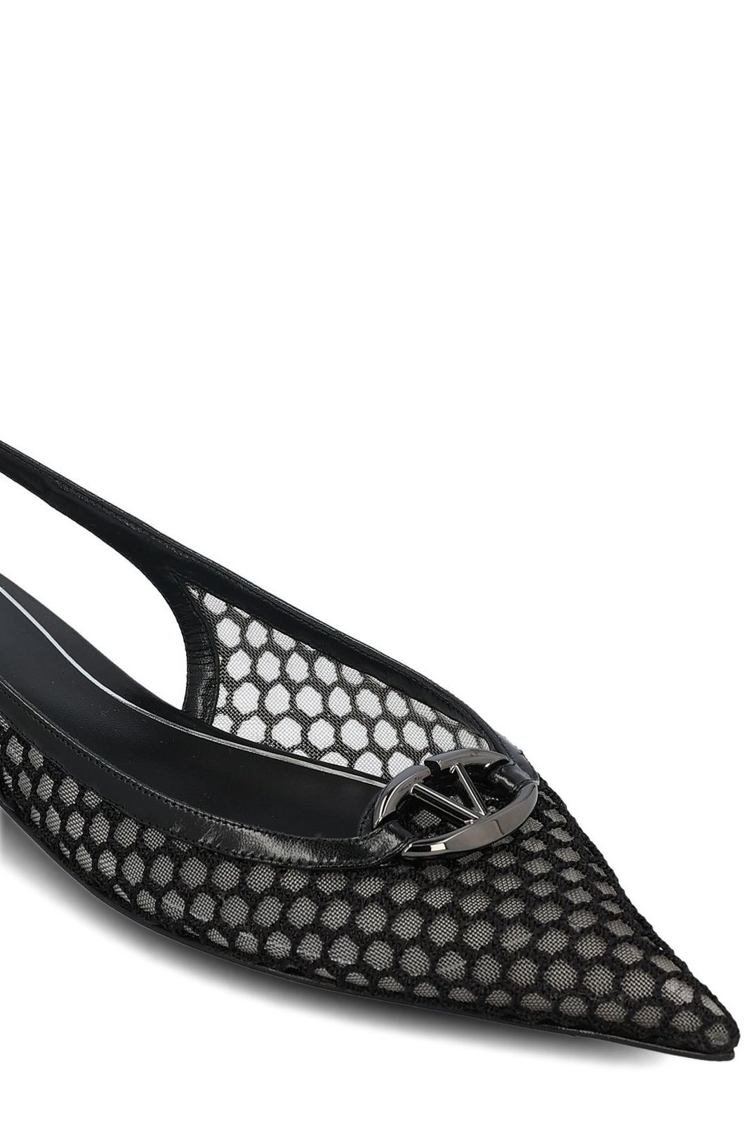 Valentino Vlogo Moon Leather Slingback Flats In Black