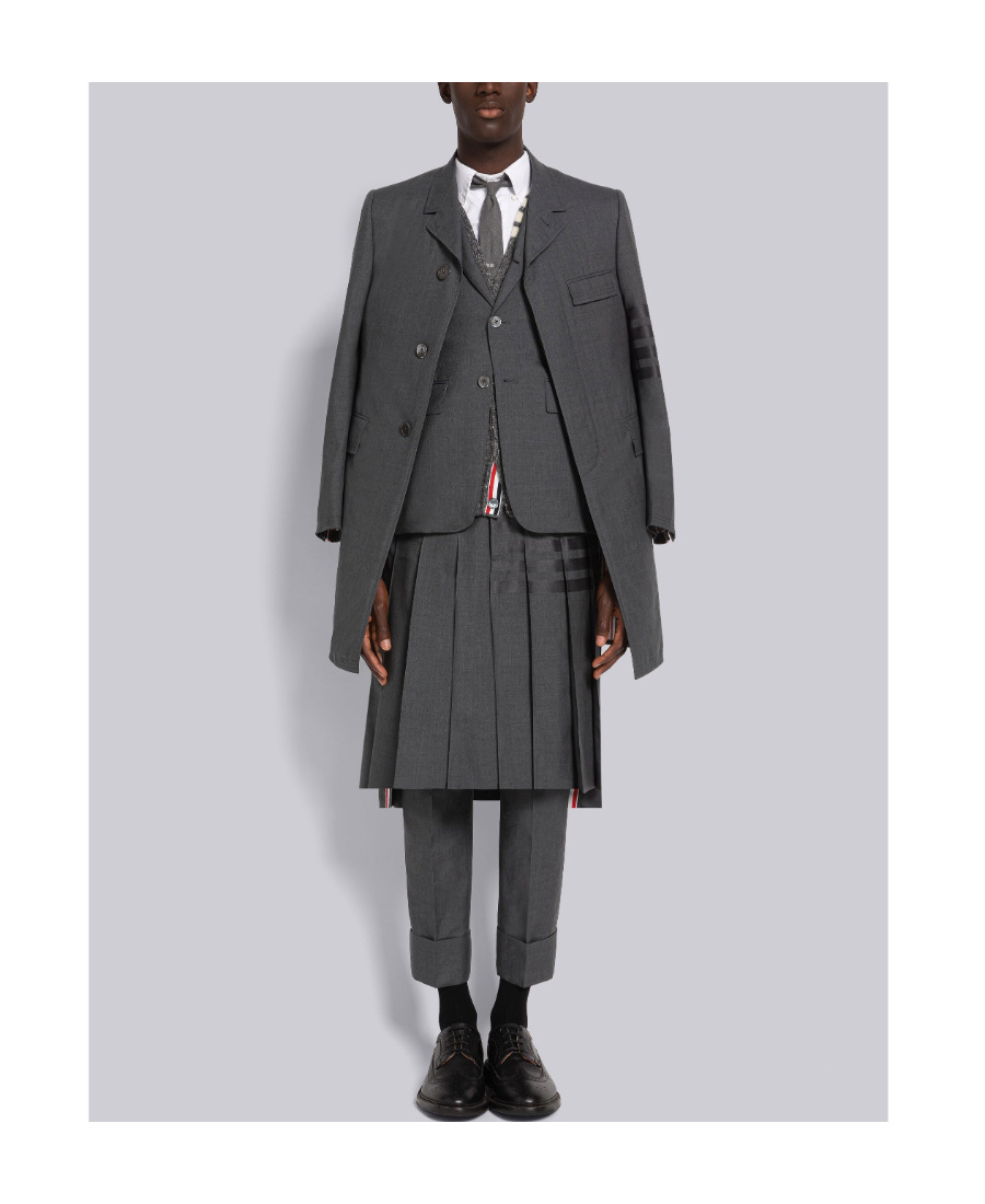 Thom Browne Cropped Stripe-print Wool Trousers In Black