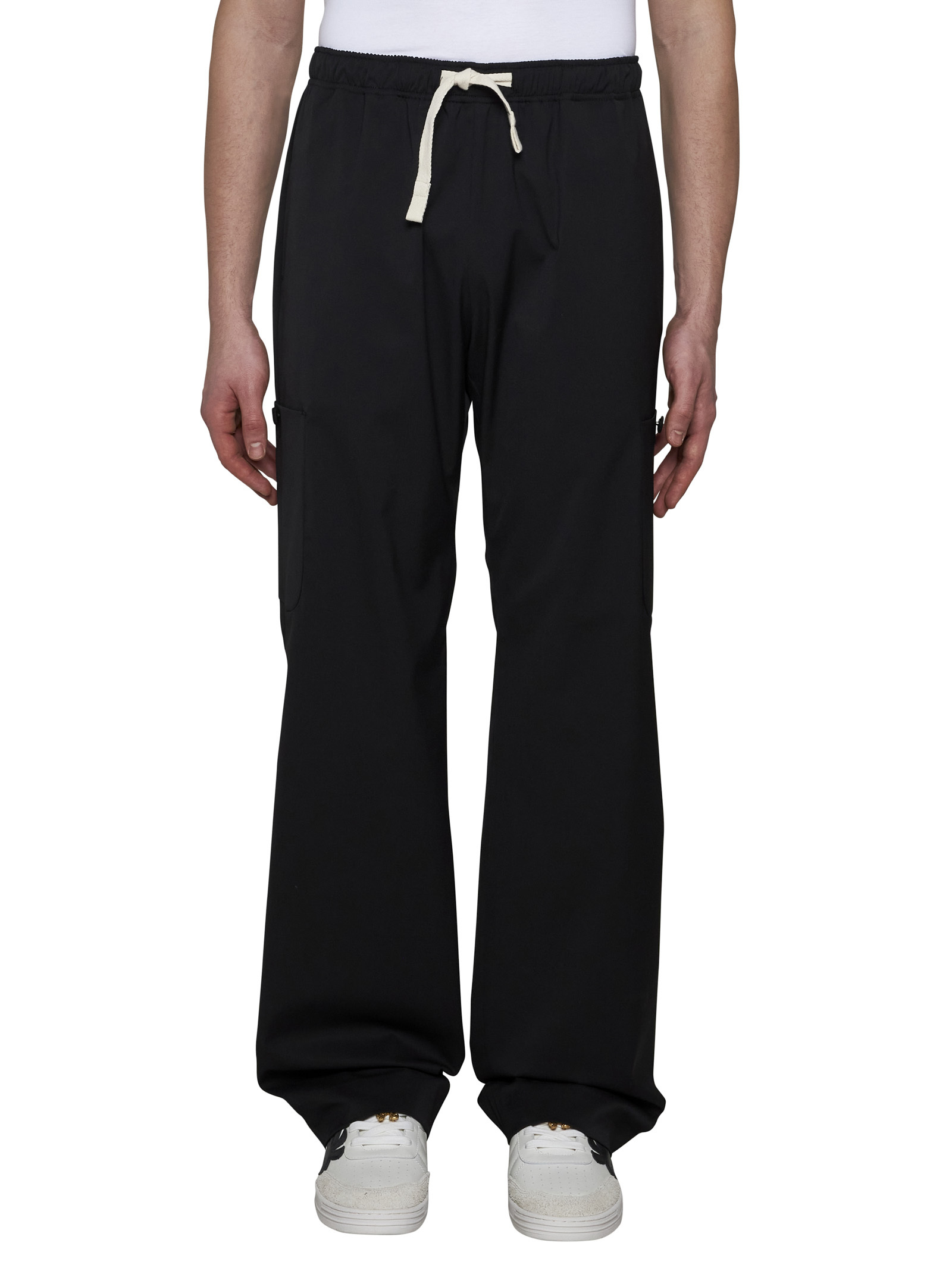 Palm Angels Wool-blend Loose-fit Trousers In Black