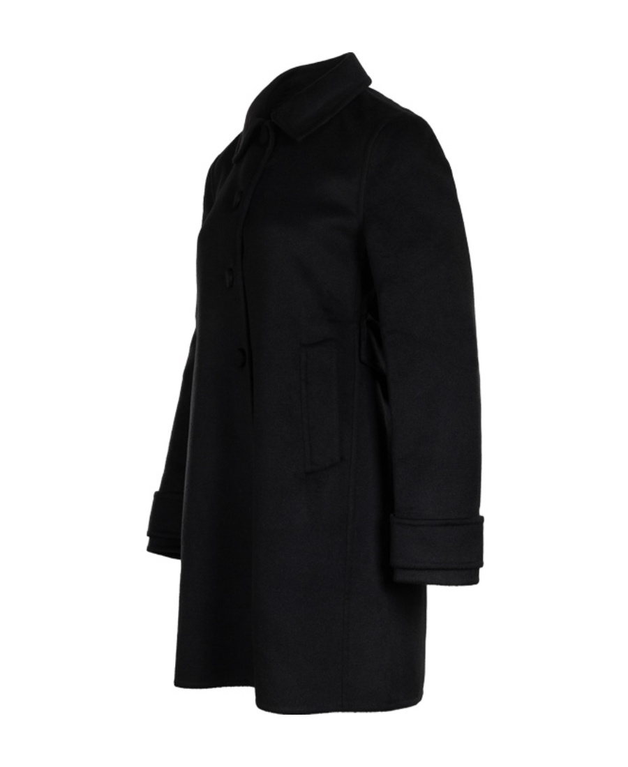 Prada Medium And Long Wool Coat In Black