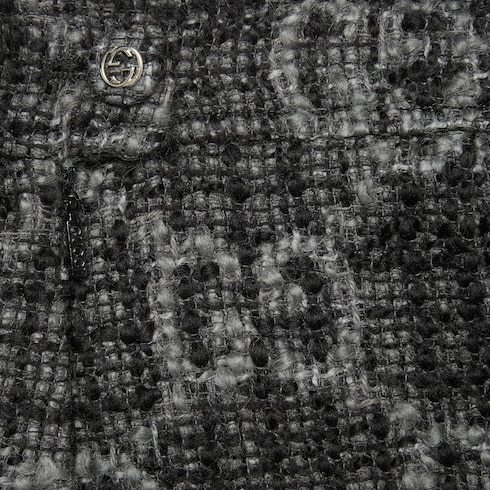 Gucci Gg-pattern Tweed Miniskirt In Gray