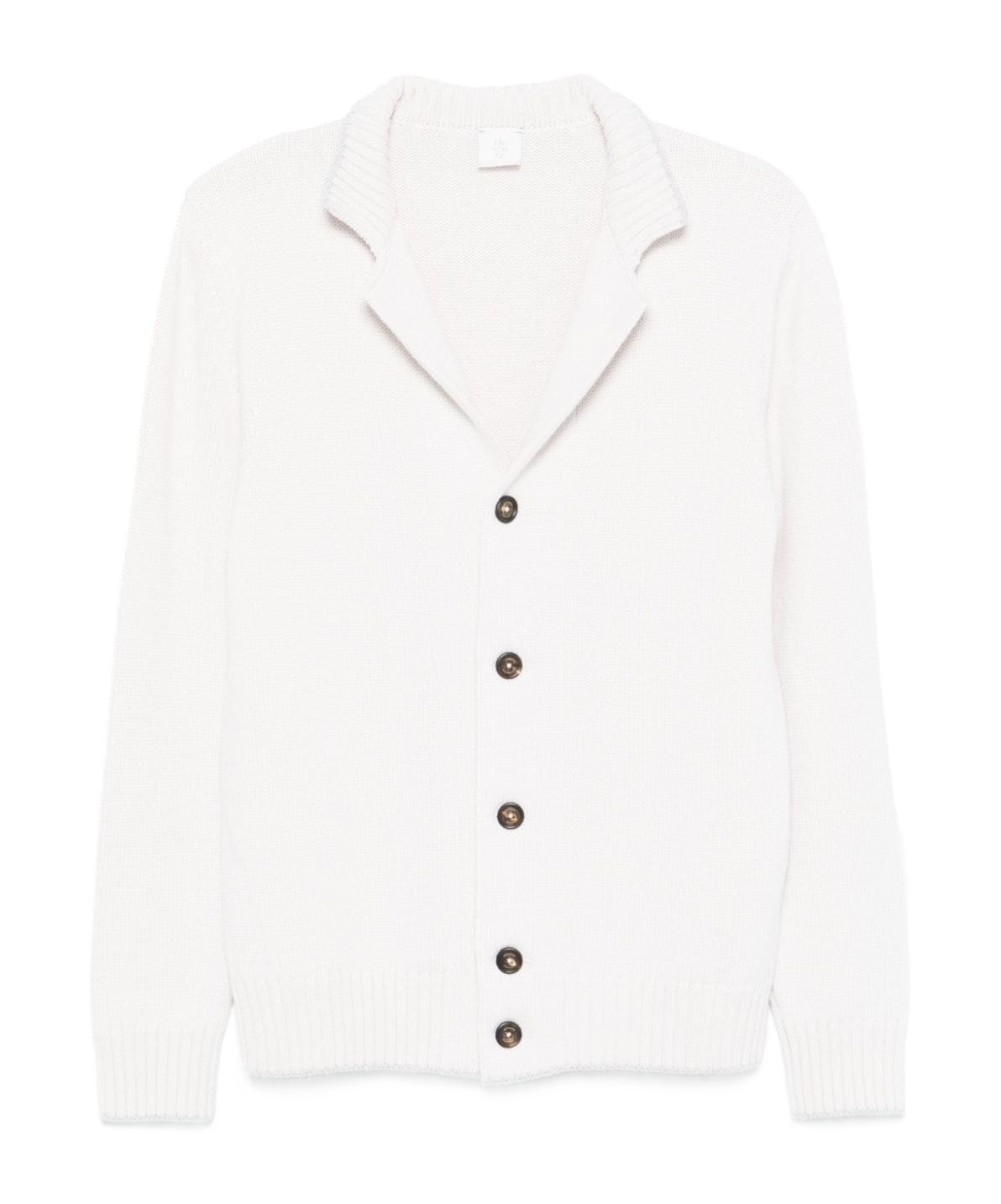 Eleventy Rib Knitted Cardigan In White