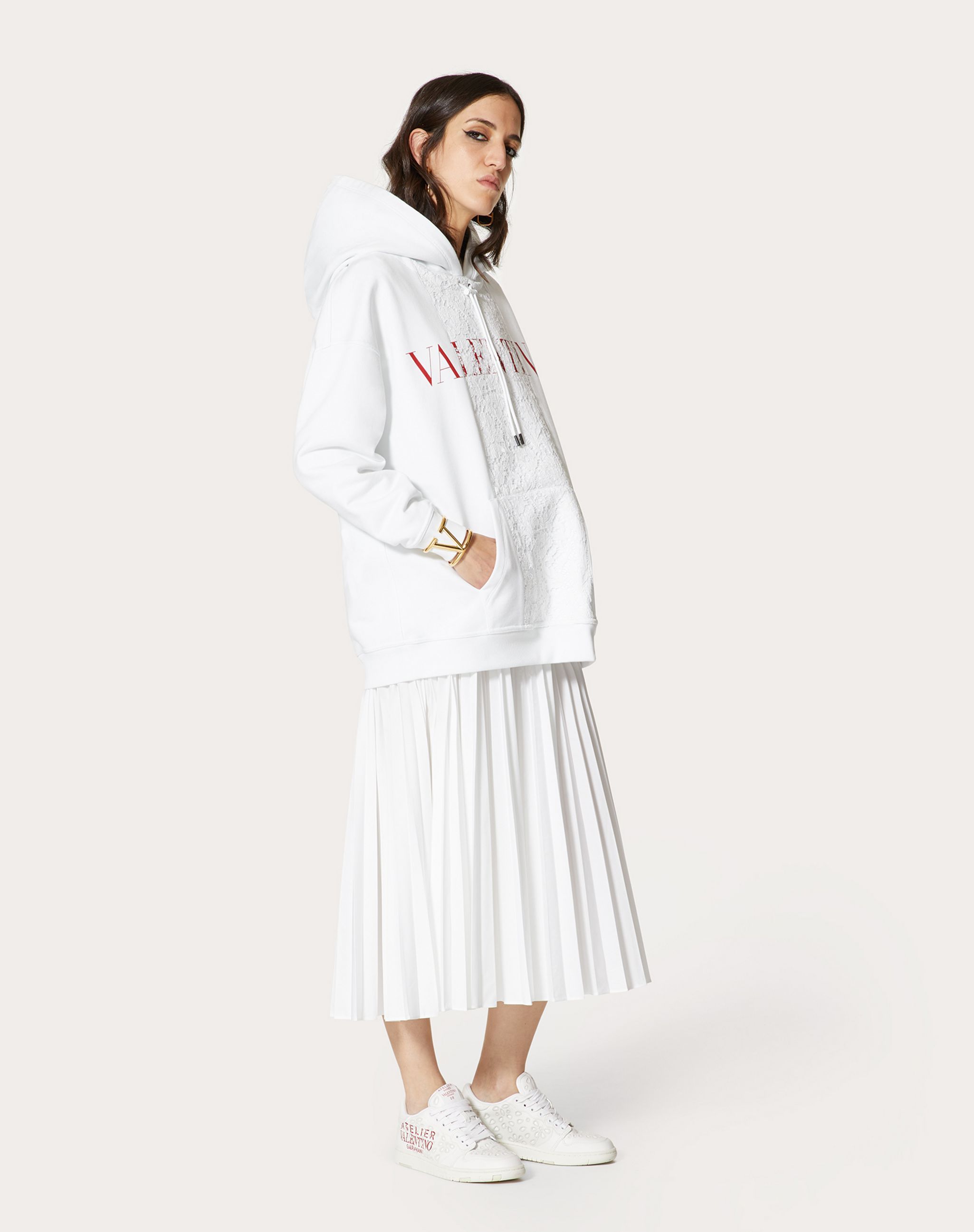 Valentino Logo-print Hoodie In White