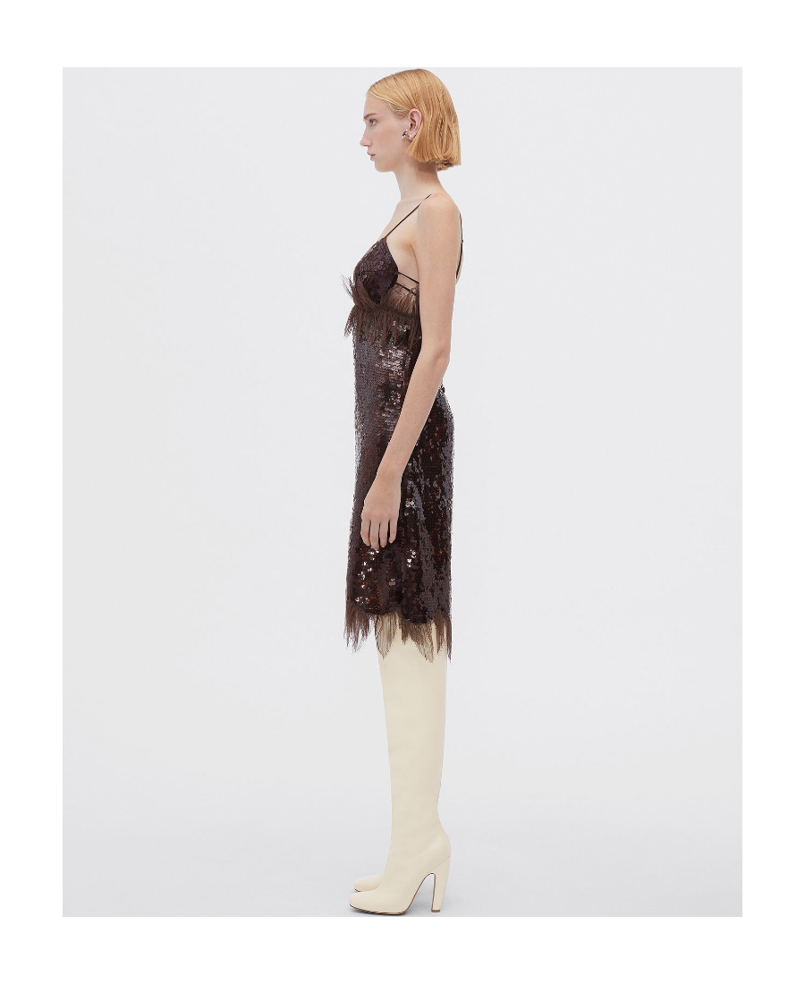 BOTTEGA VENETA BOTTEGA VENETA SEQUINNED LACE-DETAILED DRESS