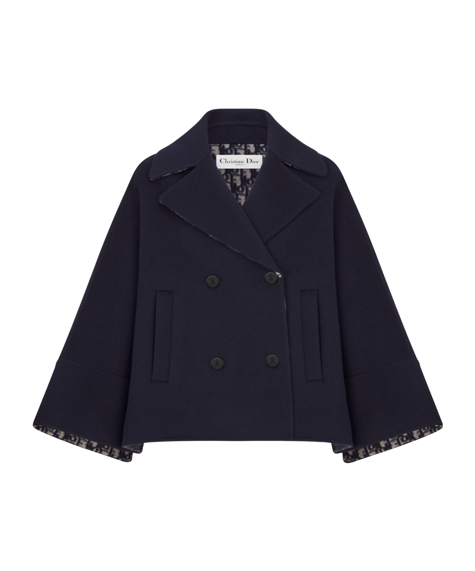 Dior Double-breasted Wool Coat In Black