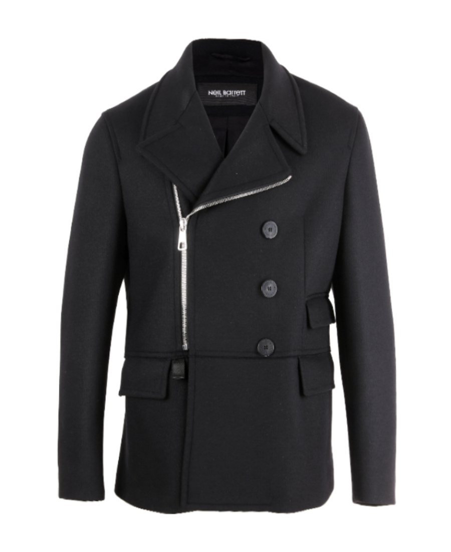 Neil Barrett Asymmetrical Zipper Coat In Black