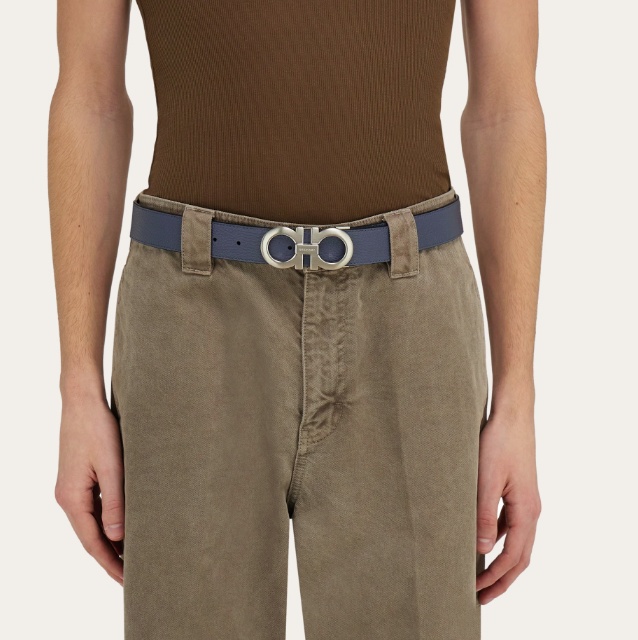 Ferragamo Reversible Belt With Adjustable Length And Metal Buckle
