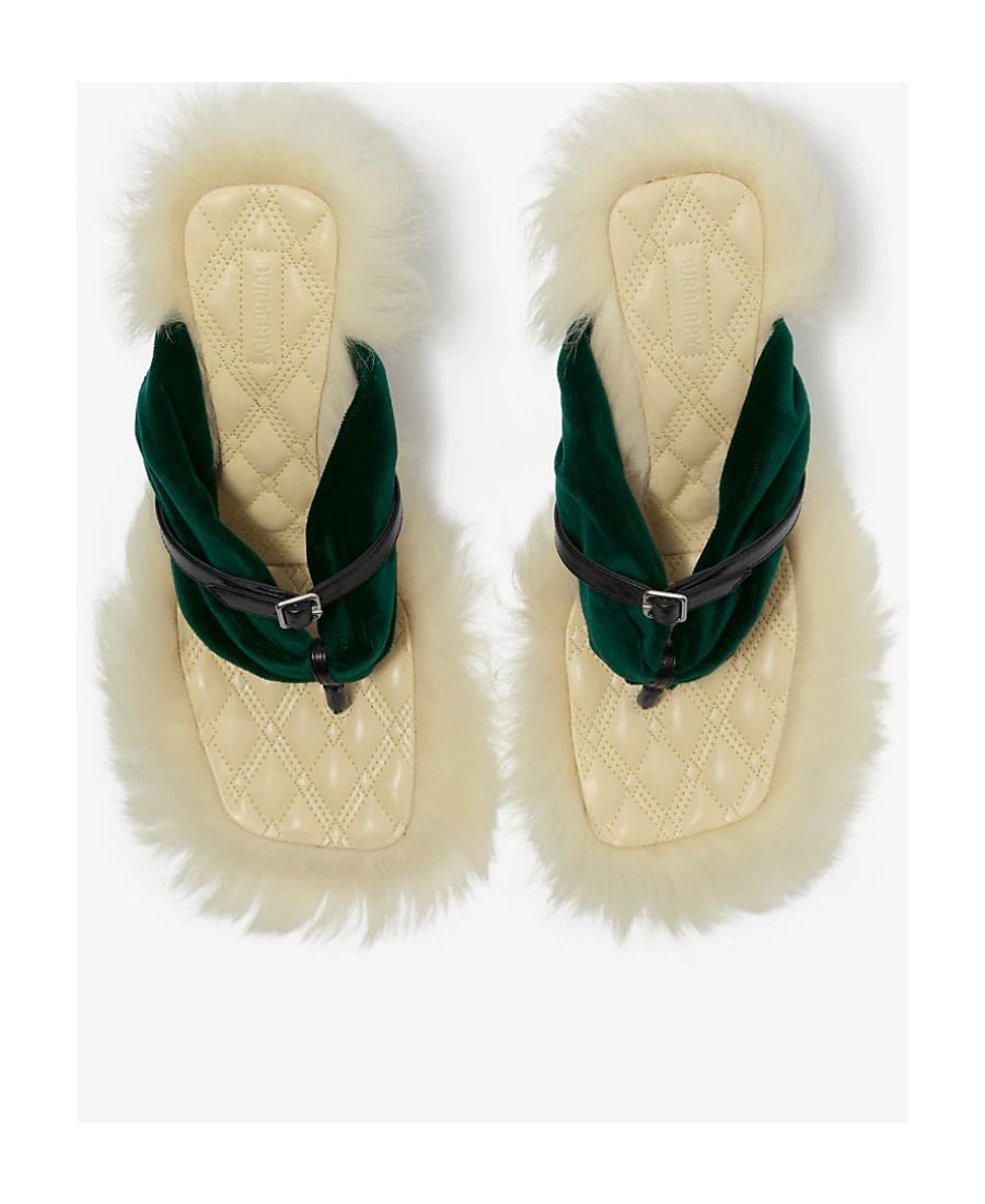 Burberry Shearling Step Post Heel In Green