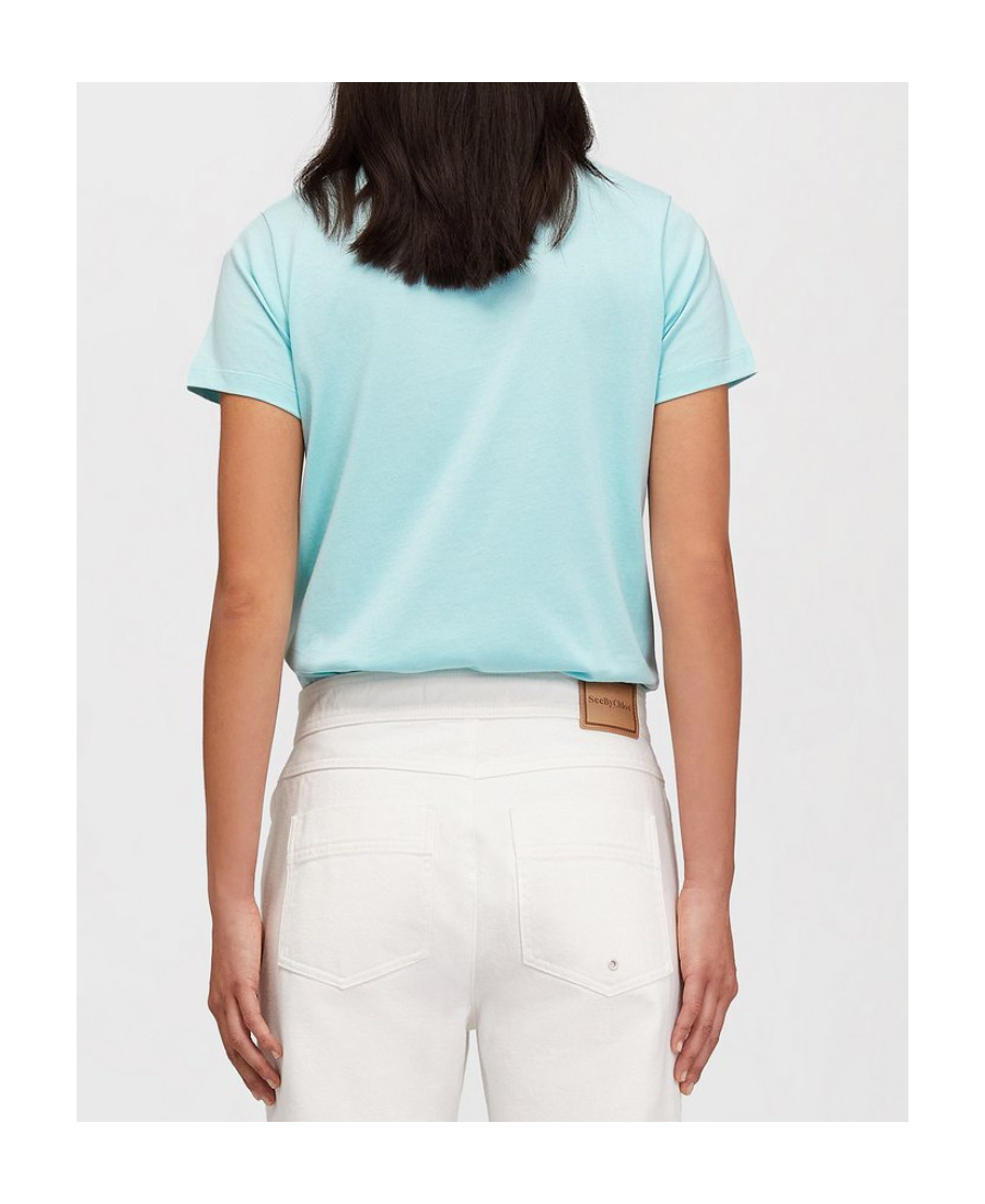 See By Chloé Logo Short Sleeve T-shirt In Blue