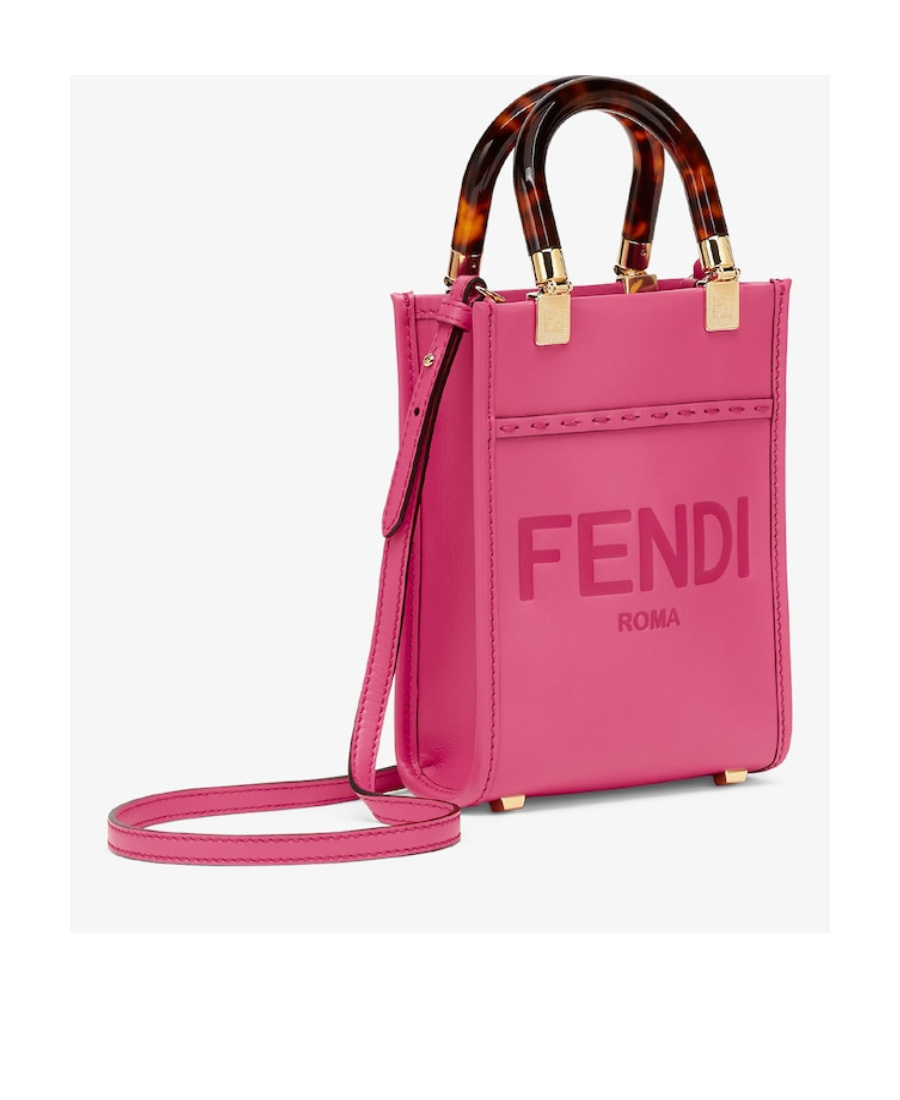 Fendi Woman Fuchsia Leather Mini Sunshine Handbag In Red