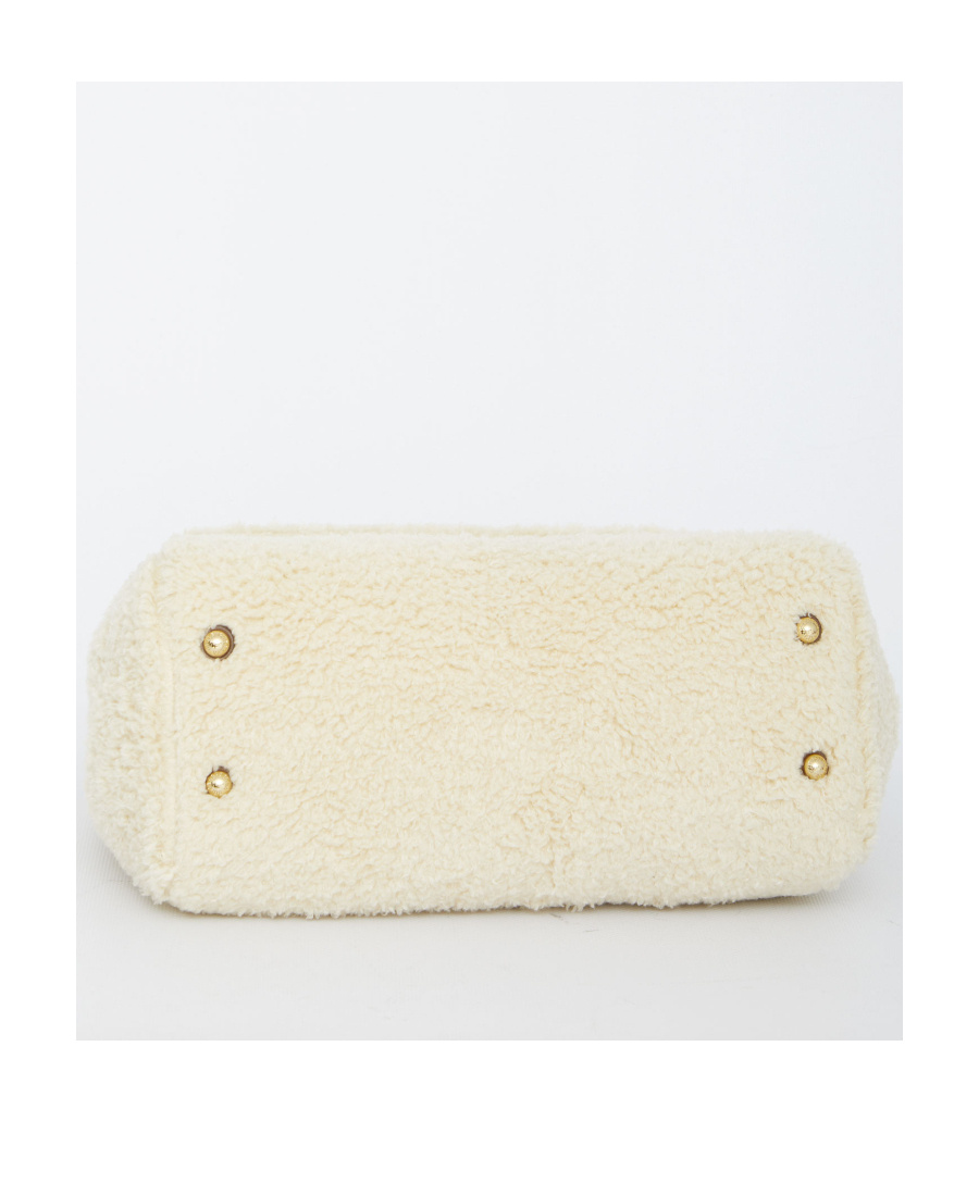 Dolce & Gabbana Medium Sicily Shearling Tote Bag In Nude