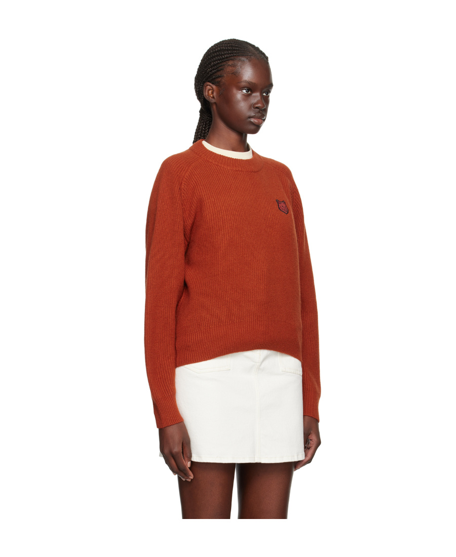MAISON KITSUNÉ ROUND NECK SHOULDER CUFF SWEATER 