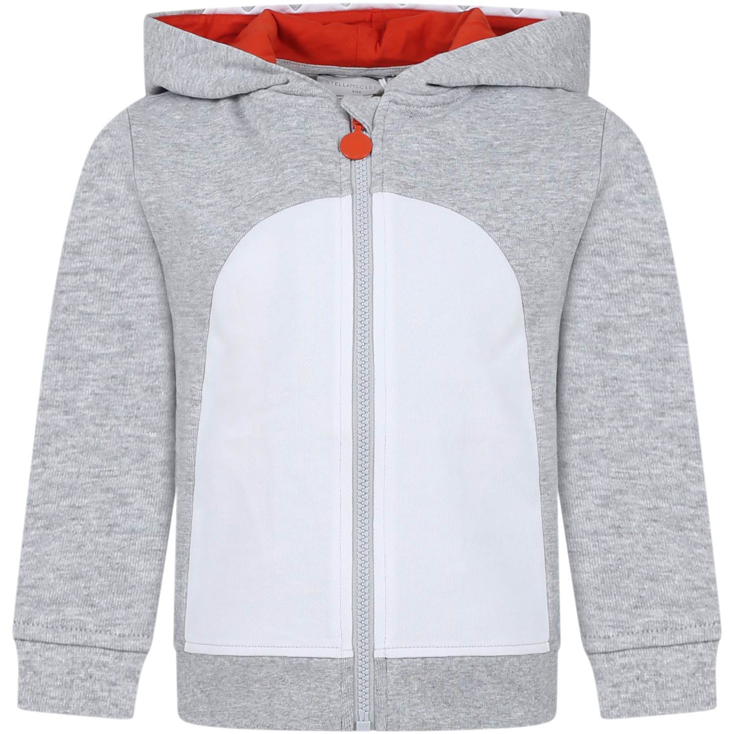 Stella Mccartney Kids Shark-shape Zipped Jersey Hoodie In Gray