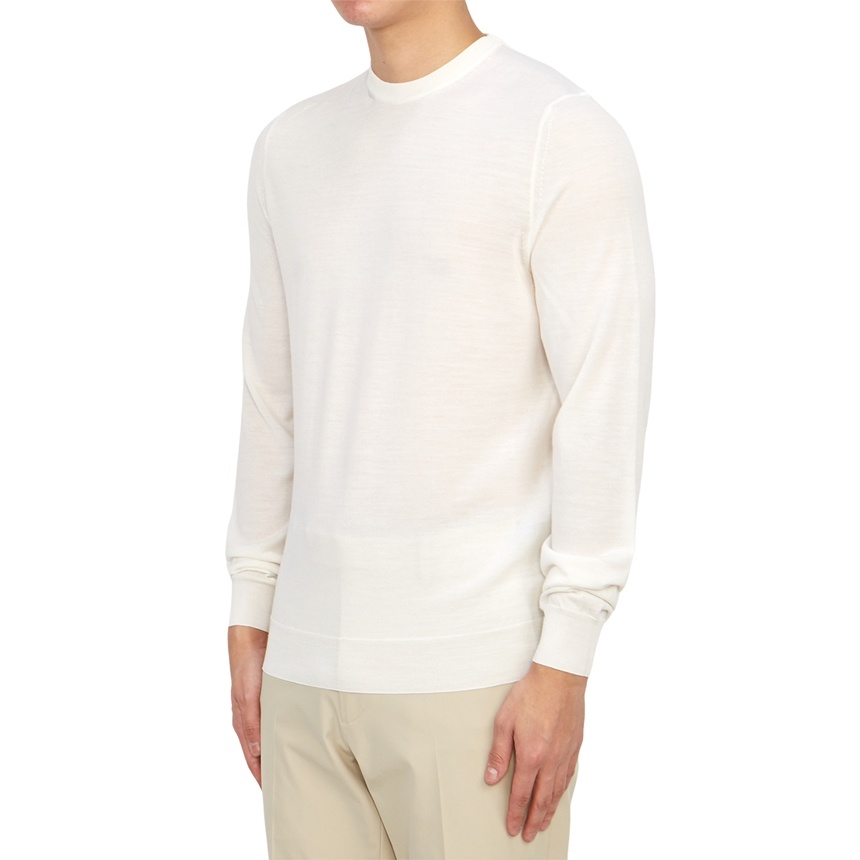 Drumohr Man Sweater Ivory Size 44 Super 140s Wool In White
