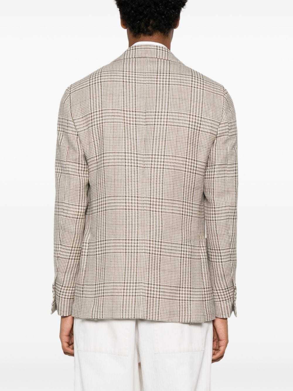 Lardini Single-breasted Checked Blazer In Virgin Wool In Nude