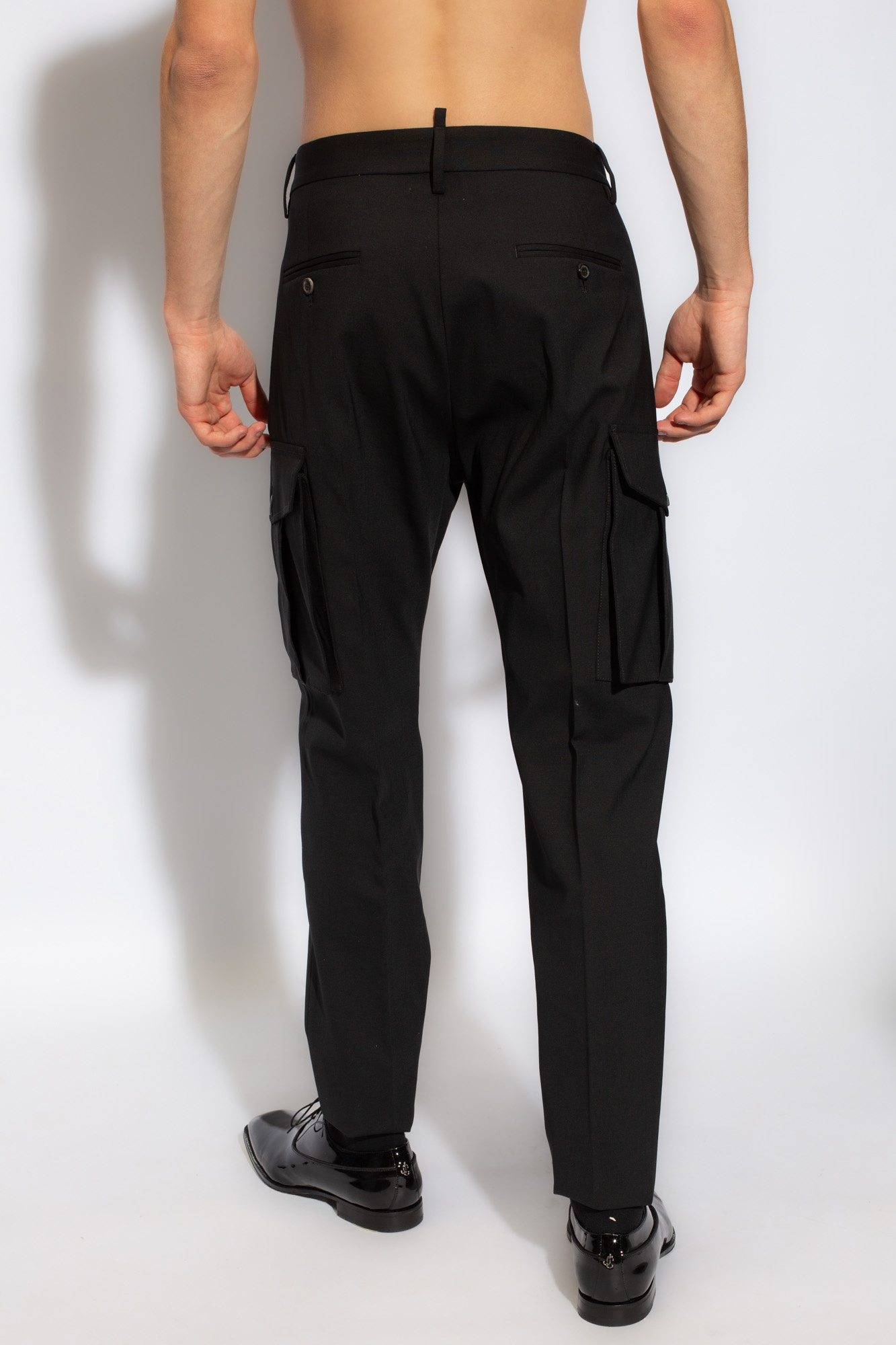 Shop Dsquared2 Utility One Pleat Tapered Trousers In Black