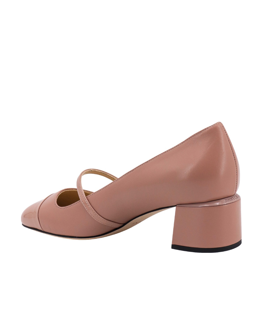 Jimmy Choo Pearl Block Heel Square Toe Ballerina Shoes In Pink