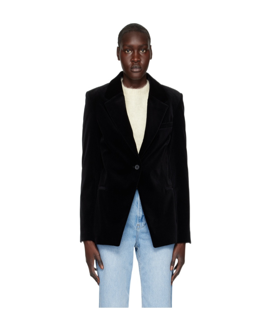 Frame Black Single-button Blazer In Black