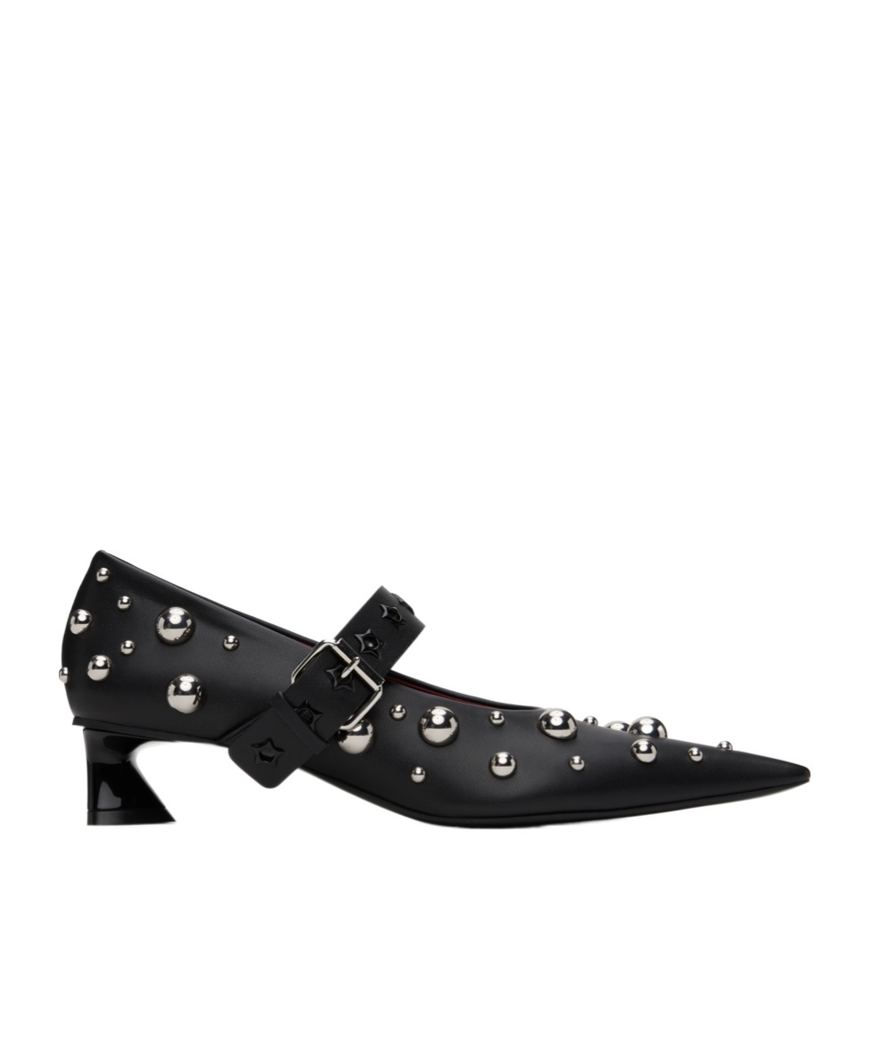 Stella Mccartney Black Elsa Studded Kitten Heels In Black
