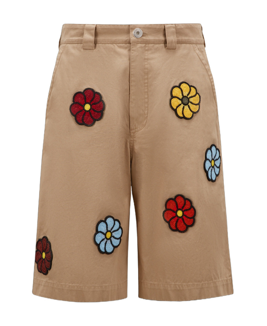 Moncler 1  Jw Anderson Floral Cotton Shorts In Brown