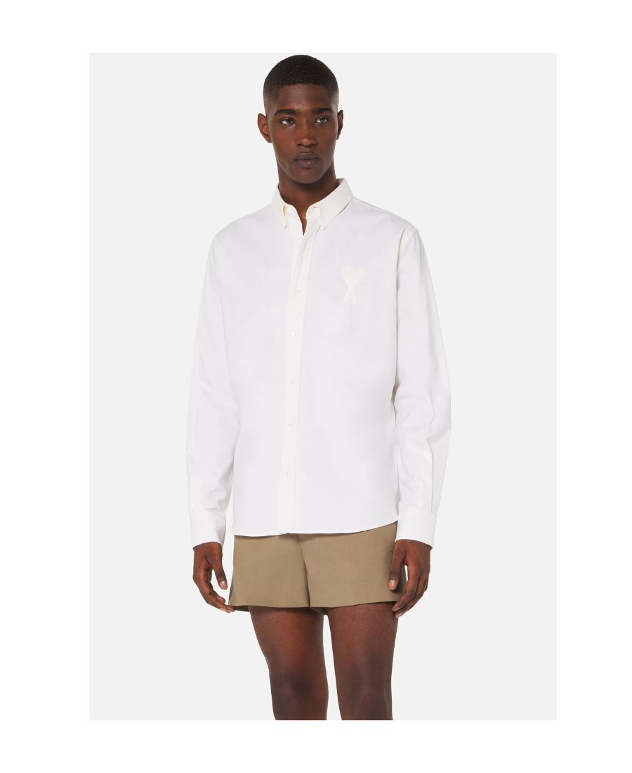 Ami Alexandre Mattiussi Embroidered Heart Logo Shirt In White