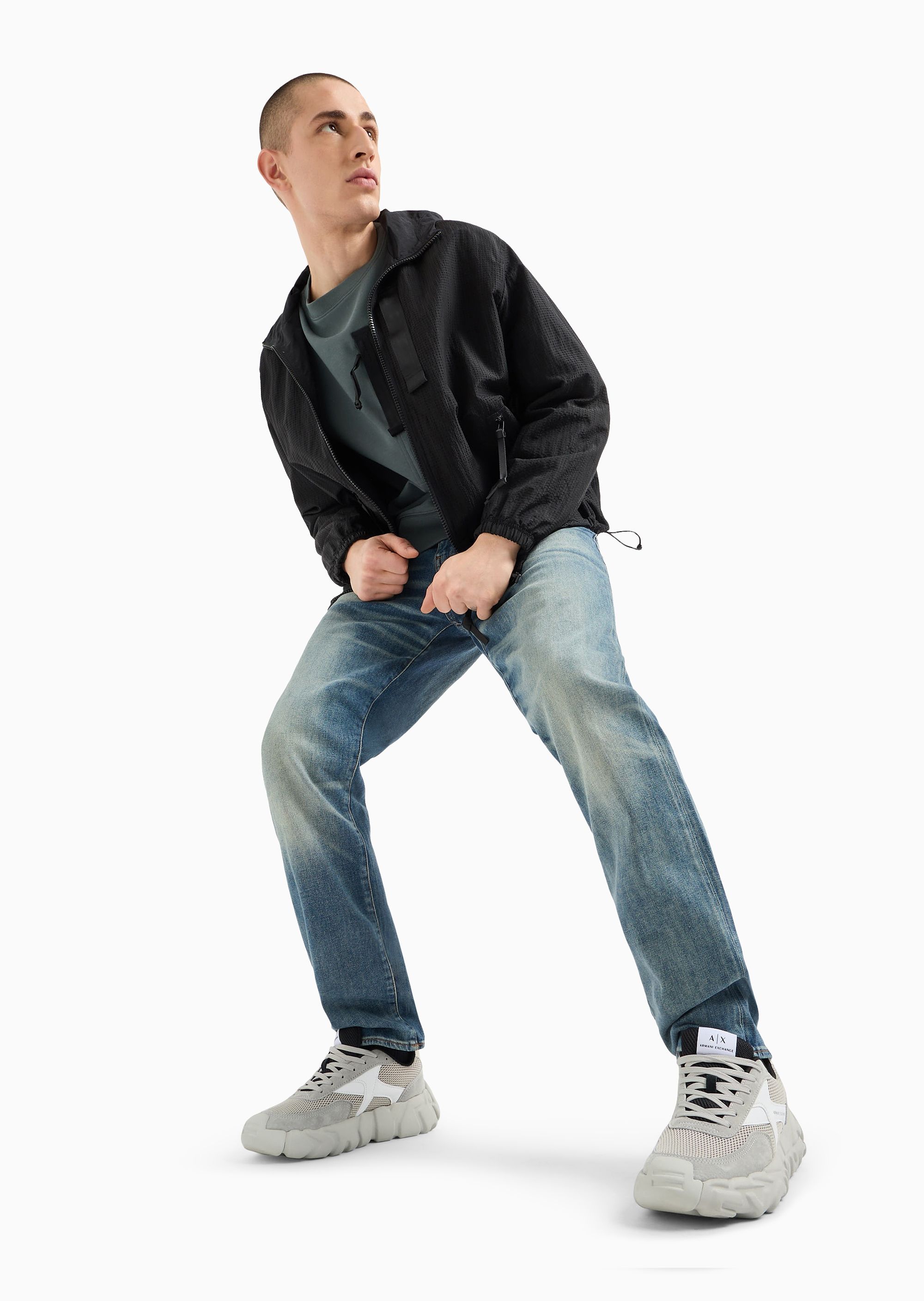 Armani Exchange Logo Denim Trousers In Blue